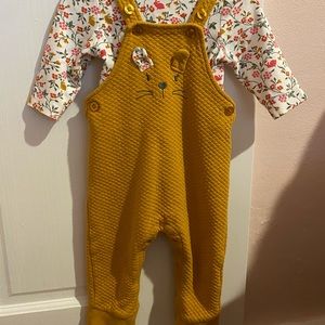 Little Me Cat romper with long sleeve shirt